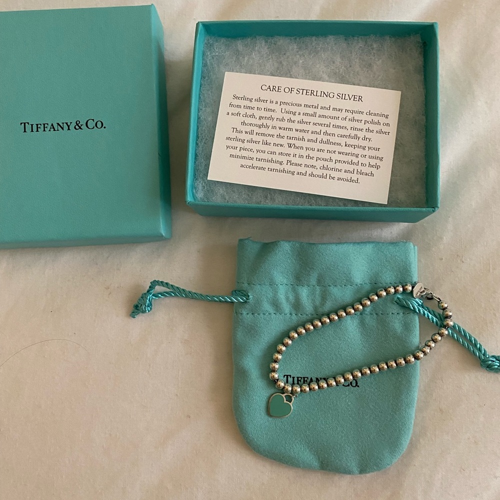 Return to Tiffany Tiffany Blue heart tag bead bracelet in silver, 4mm